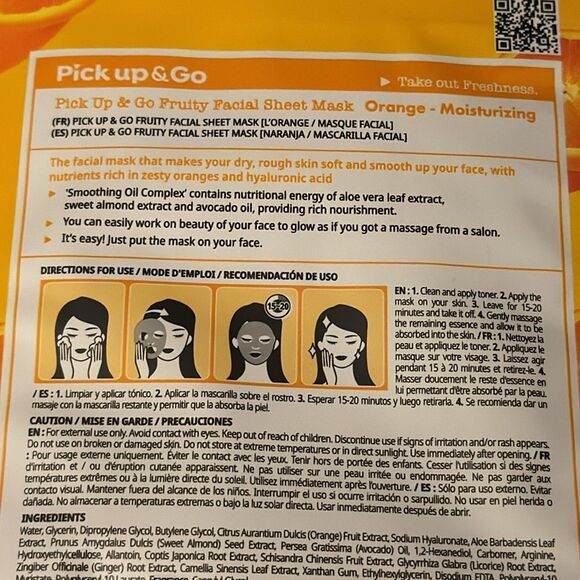 Pick Up & Go Fruity mango and orange Facial Mask NEW 20ML / 0.67 FL OZ - Picture 7 of 11